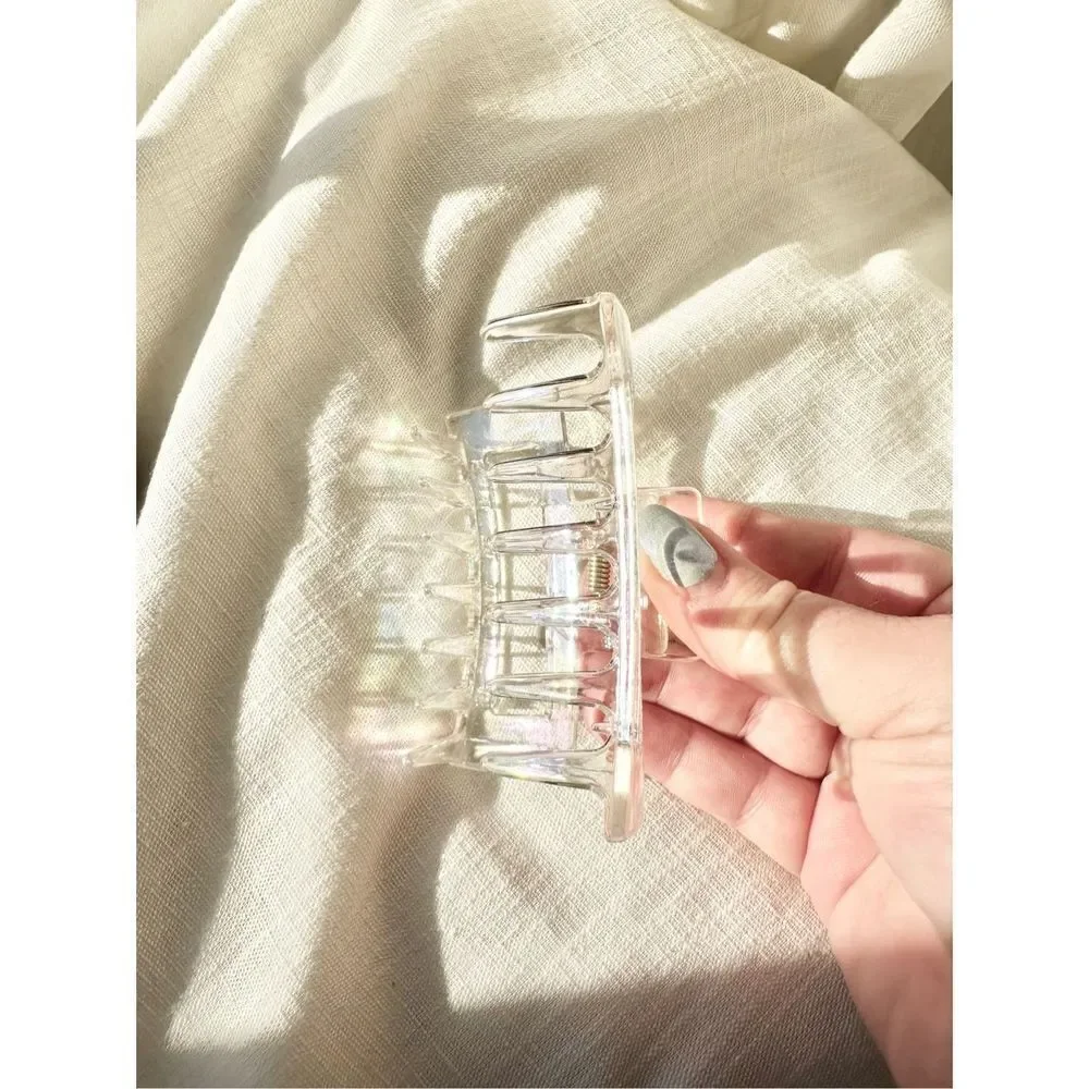 Iridescent rectangular style hair claw